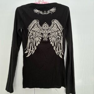 Live & Let Live Black Embroidered Long Sleeve Top